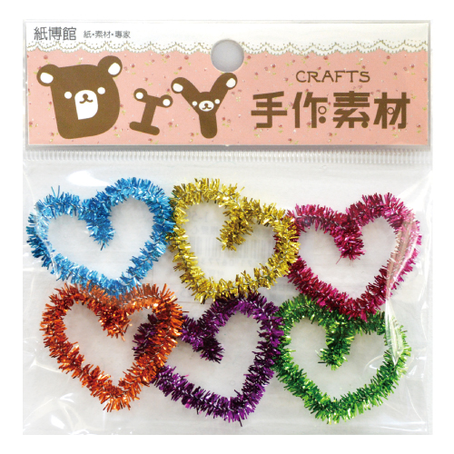 1-594B 金蔥毛根愛心(6入)