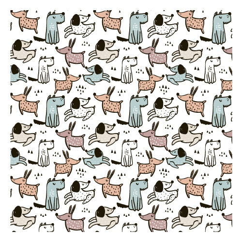 C4325 A4花紋紙-插畫狗狗